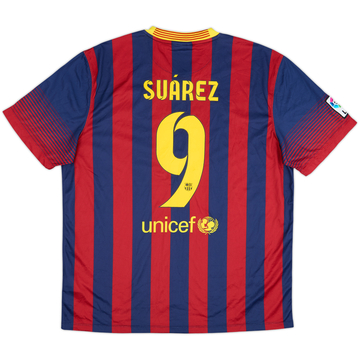 2013-14 Barcelona Home Shirt Suarez #9 - 8/10 - (XL)