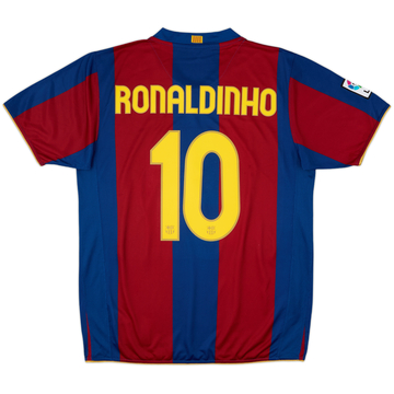 2007-08 Barcelona Home Shirt Ronaldinho #10 - 8/10 - (L)