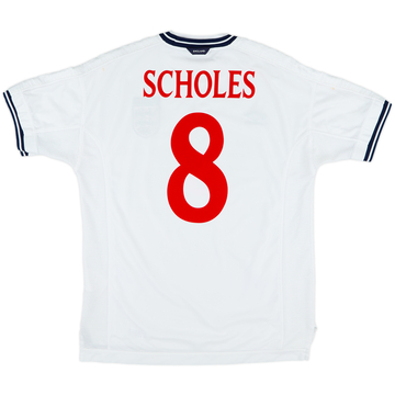 1999-01 England Home Shirt Scholes #8 - 6/10 - (L)