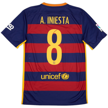 2015-16 Barcelona Home Shirt A.Iniesta #8 - 8/10 - (S)