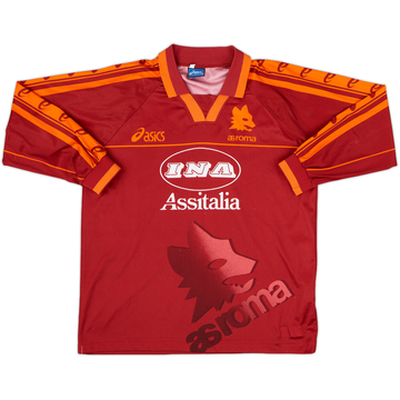 1995-96 Roma Home L/S Shirt - 8/10 - (S.Boys)