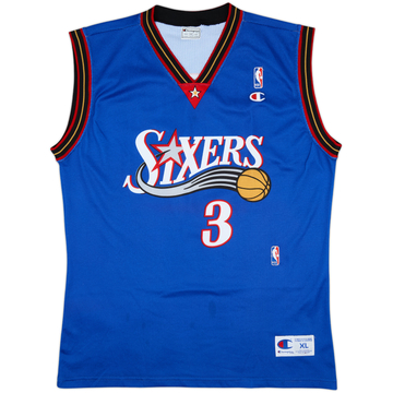 1999-00 Philadelphia 76ers Iverson #3 Champion Alternate Jersey - 6/10 - (XL)