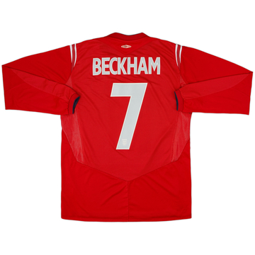 2004-06 England Away L/S Shirt Beckham #7 - 7/10 - (M)