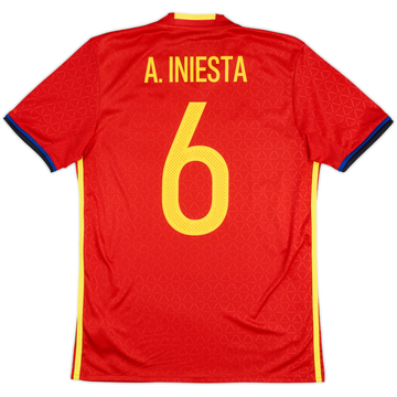 2016-17 Spain Home Shirt A. Iniesta #6 - 9/10 - (S)