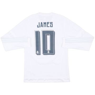 2015-16 Real Madrid Home L/S Shirt James #10 - 8/10 - (S)