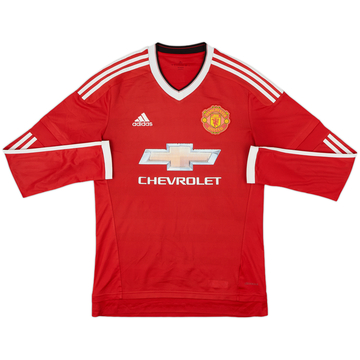 2015-16 Manchester United Home L/S Shirt - 4/10 - (S)