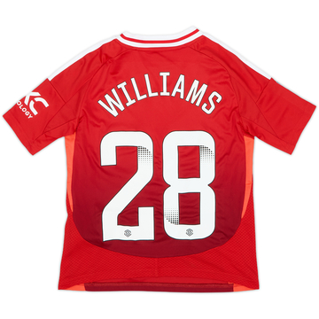 2024-25 Manchester United Home Shirt Williams #28 (S.Boys)