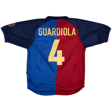 1999-00 Barcelona Centenary Home Shirt Guardiola #4 - 7/10 - (L)