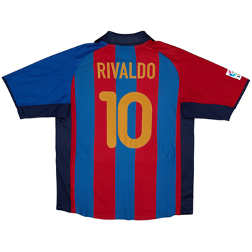 2001-02 Barcelona Home Shirt Rivaldo #10 - 8/10 - (L)