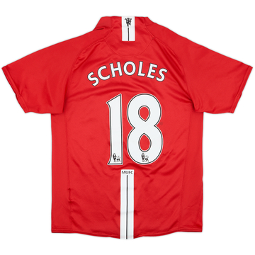 2007-09 Manchester United Home Shirt Scholes #18 - 8/10 - (S)