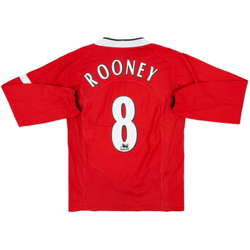 2004-06 Manchester United Home L/S Shirt Rooney #8 - 10/10 - (S)
