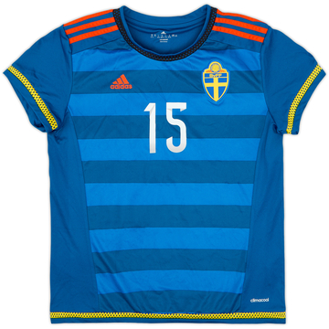 2015 Sweden Away Shirt #15 - 9/10 - (Women's M)
