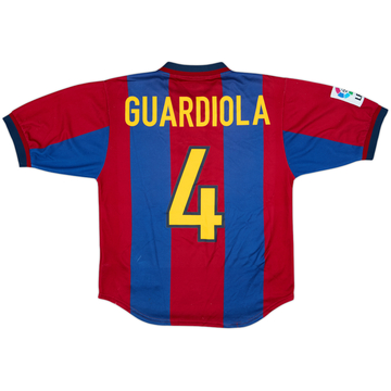 1998-00 Barcelona Home Shirt Guardiola #4 - 7/10 - (S)