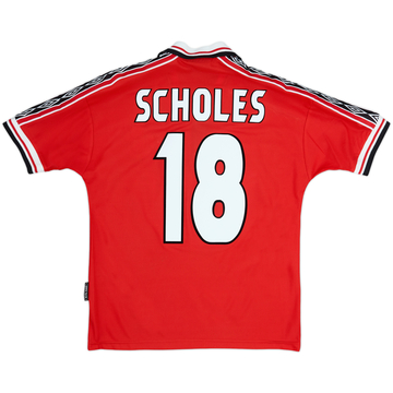 1998-00 Manchester United Home Shirt Scholes #18 - 7/10 - (Y)