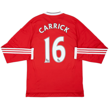 2015-16 Manchester United Home L/S Shirt Carrick #16 - 7/10 - (M)