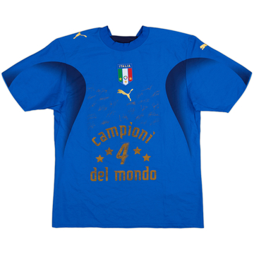 2006 Italy 'Campioni Del Mondo' 'Signed' Home Shirt - 7/10 - (M)