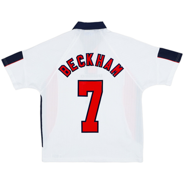 1997-99 England Home Shirt Beckham #7 - 6/10 - (XL.Boys)