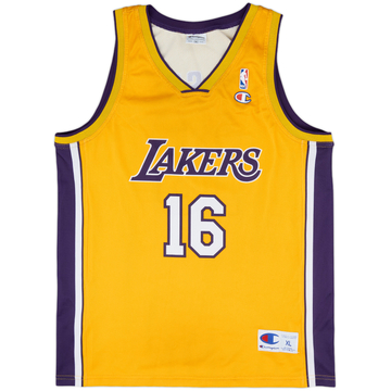 2008-10 LA Lakers Gasol #16 Champion Home Jersey - 8/10 - (XL)