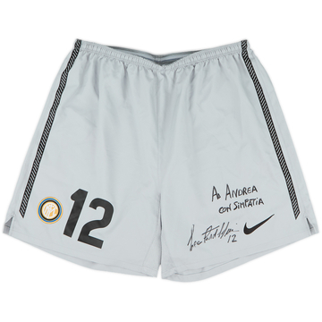 2010-11 Inter Milan Player Issue Signed GK Shorts #12 - 10/10 - (M)