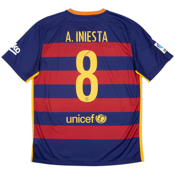 2015-16 Barcelona Home Shirt A.Iniesta #8 - 8/10 - (L)