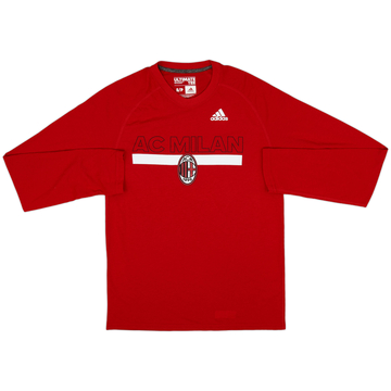 2017-18 AC Milan adidas Cotton L/S Tee - 8/10 - (S)