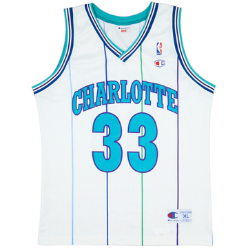 1992-95 Charlotte Hornets Mourning #33 Champion Home Jersey - 9/10 - (XL)