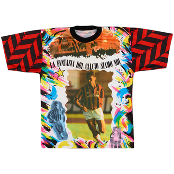 1991-92 AC Milan adidas Graphic Tee Maldini #3 - 9/10 - (L)