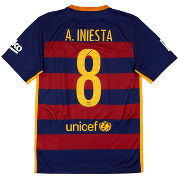 2015-16 Barcelona Home Shirt A.Iniesta #8 - 8/10 - (S)
