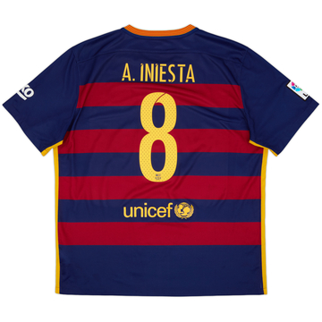 2015-16 Barcelona Home Shirt A.Iniesta #8 - 5/10 - (XL)