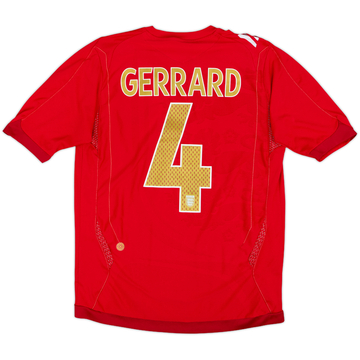 2006-08 England Away Shirt Gerrard #4 - 7/10 - (S)