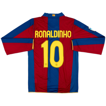 2007-08 Barcelona Home L/S Shirt Ronaldinho #10 - 6/10 - (S)