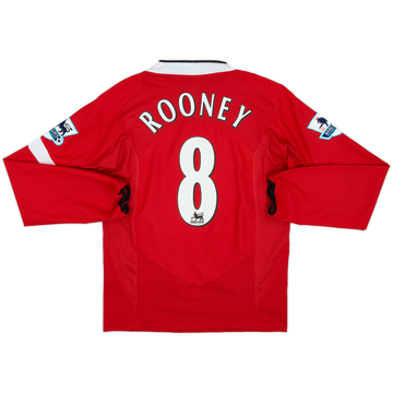 2004-06 Manchester United Home L/S Shirt Rooney #8 - 8/10 - (S)