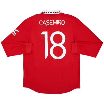 2022-23 Manchester United Authentic Home L/S Shirt Casemiro #18 (L)