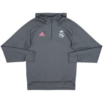 2020-21 Real Madrid adidas 1/4 Zip Hooded Drill Top - 9/10 - (M)