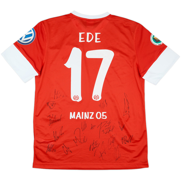 2012-13 FSV Mainz Match Issue Squad Signed DFB-Pokal Home Shirt Ede #17