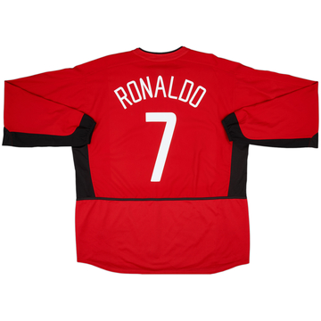 2002-04 Manchester United Home L/S Shirt Ronaldo #7 - 7/10 - (XXL)