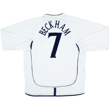 2001-03 England Home L/S Shirt Beckham #7 - 8/10 - (L)
