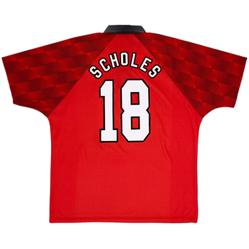 1996-98 Manchester United Home Shirt Scholes #18 - 8/10 - (XL)