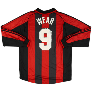 1998-00 AC Milan Home L/S Shirt Weah #9 - 5/10 - (XL)