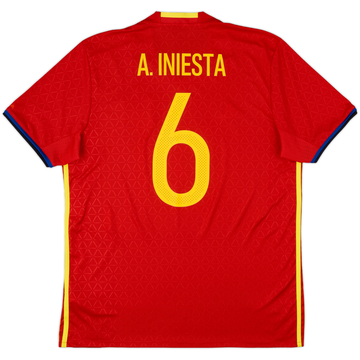 2016-17 Spain Home Shirt A. Iniesta #6 - 10/10 - (L)