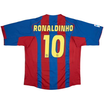 2004-05 Barcelona Home Shirt Ronaldinho #10 - 9/10 - (XXL)