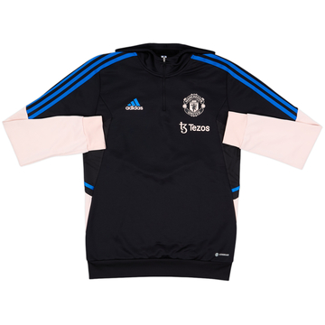 2022-23 Manchester United adidas 1/4 Zip Hooded Drill Top - 10/10 - (M)