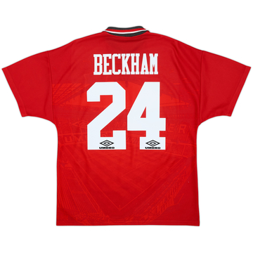 1994-96 Manchester United Home Shirt Beckham #24 - 7/10 - (M)