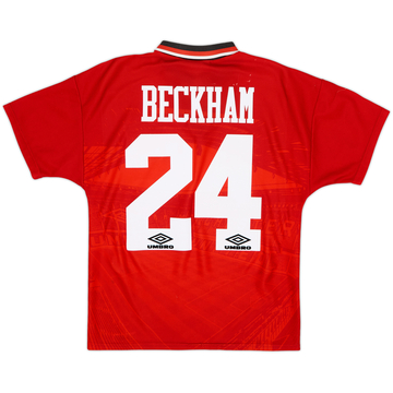 1994-96 Manchester United Home Shirt Beckham #24 - 6/10 - (Y)