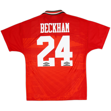 1994-96 Manchester United Home Shirt Beckham #24 - 9/10 - (M)