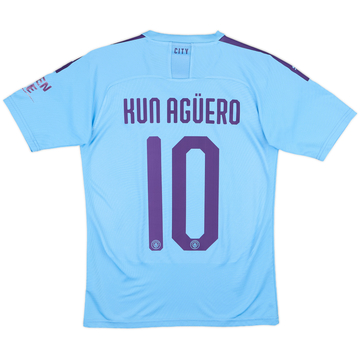 2019-20 Manchester City Home Shirt Kun Aguero #10 - 6/10 - (XS)