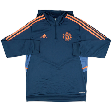 2022-23 Manchester United adidas 1/4 Zip Hooded Top - 8/10 - (L)