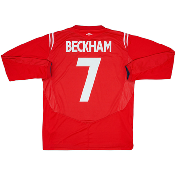 2004-06 England Away L/S Shirt Beckham #7 - 6/10 - (L)