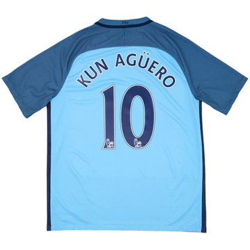 2016-17 Manchester City Home Shirt Kun Aguero #10 - 9/10 - (L)