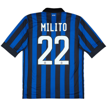 2011-12 Inter Milan Home Shirt Milito #22 - 9/10 - (M)